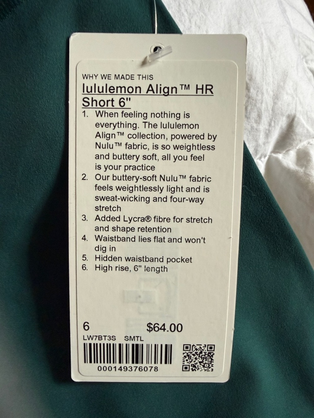 Lululemon Align High-Rise short 6” - Storm Teal - Picture 2 of 5